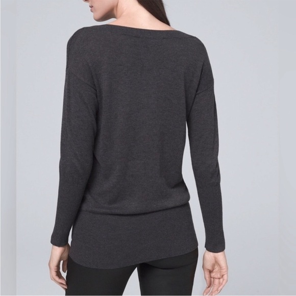Charcoal gray boatneck soft sweater - Picture 2 of 3